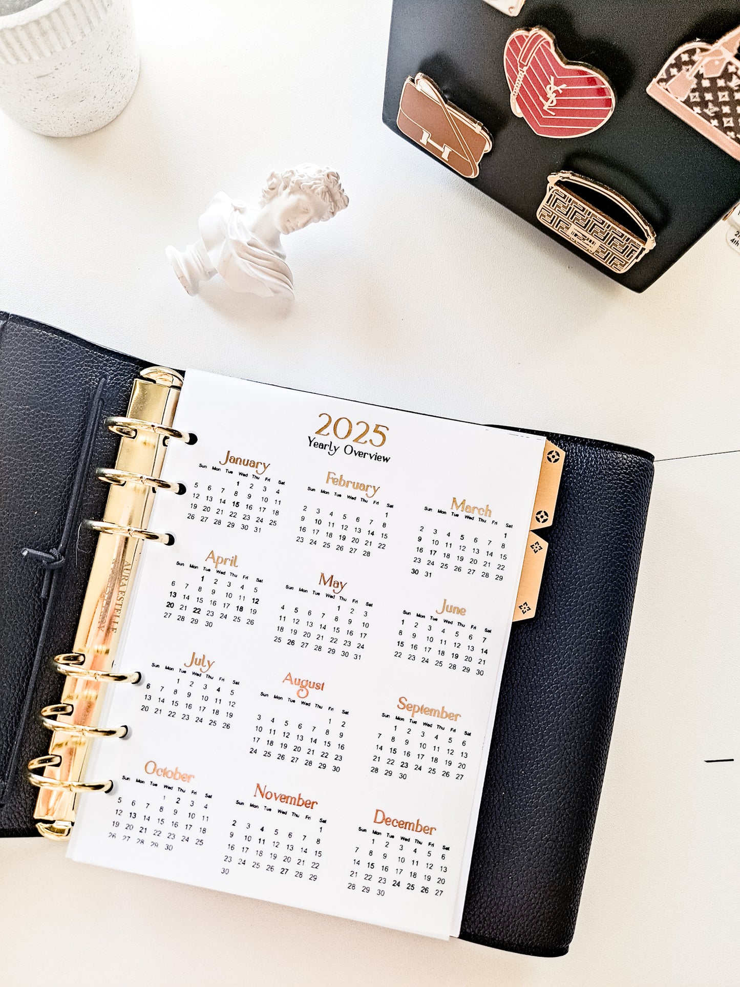 Yearly Overview Calendar Vellum (Gold Foil Only)