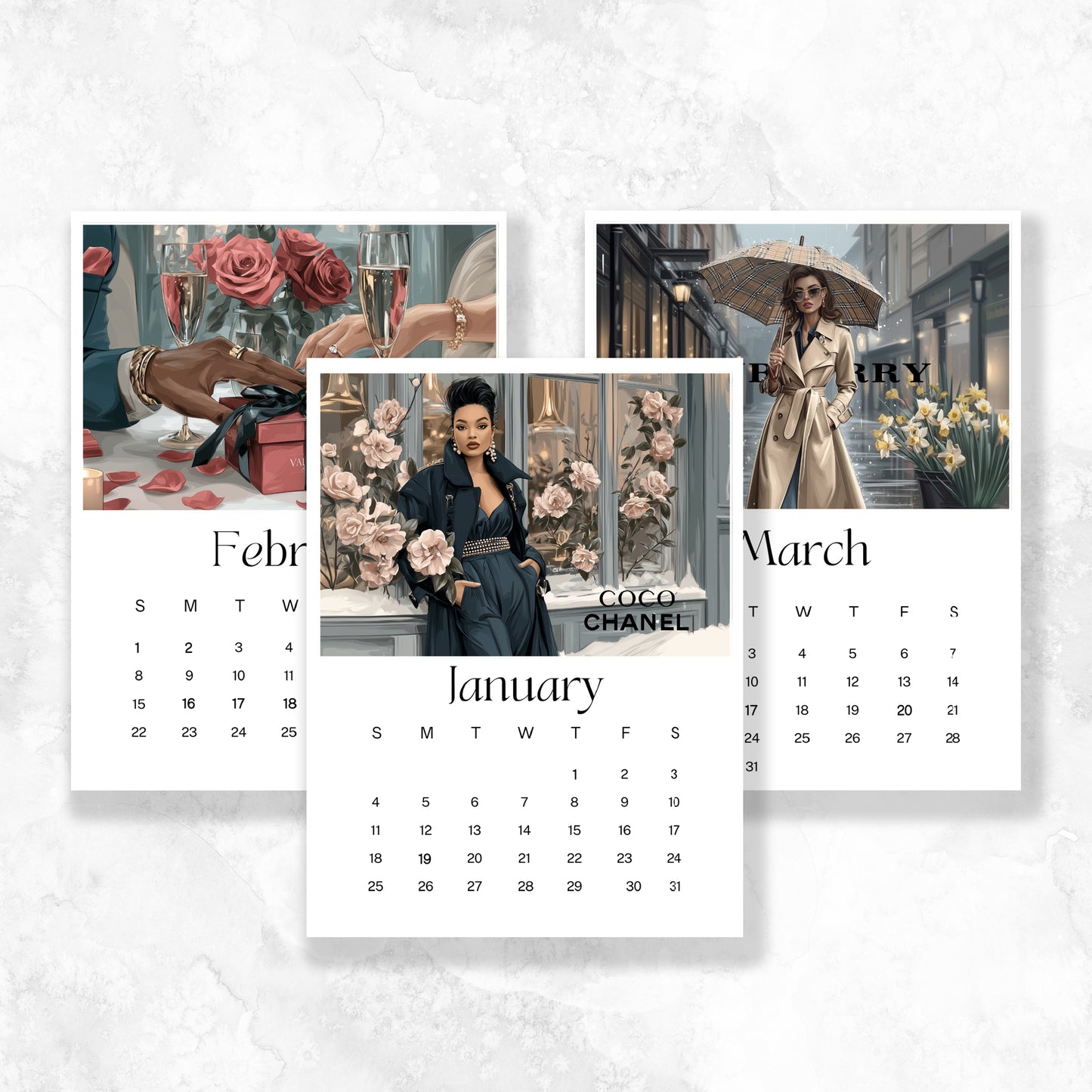 2026 Calendar Dashboards (Gold Foil Only) choose your size 12 MONTH BUNDLE