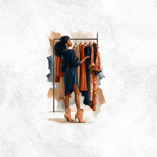 Black Fashion Girl Shopping Scene Sheets VOL 50