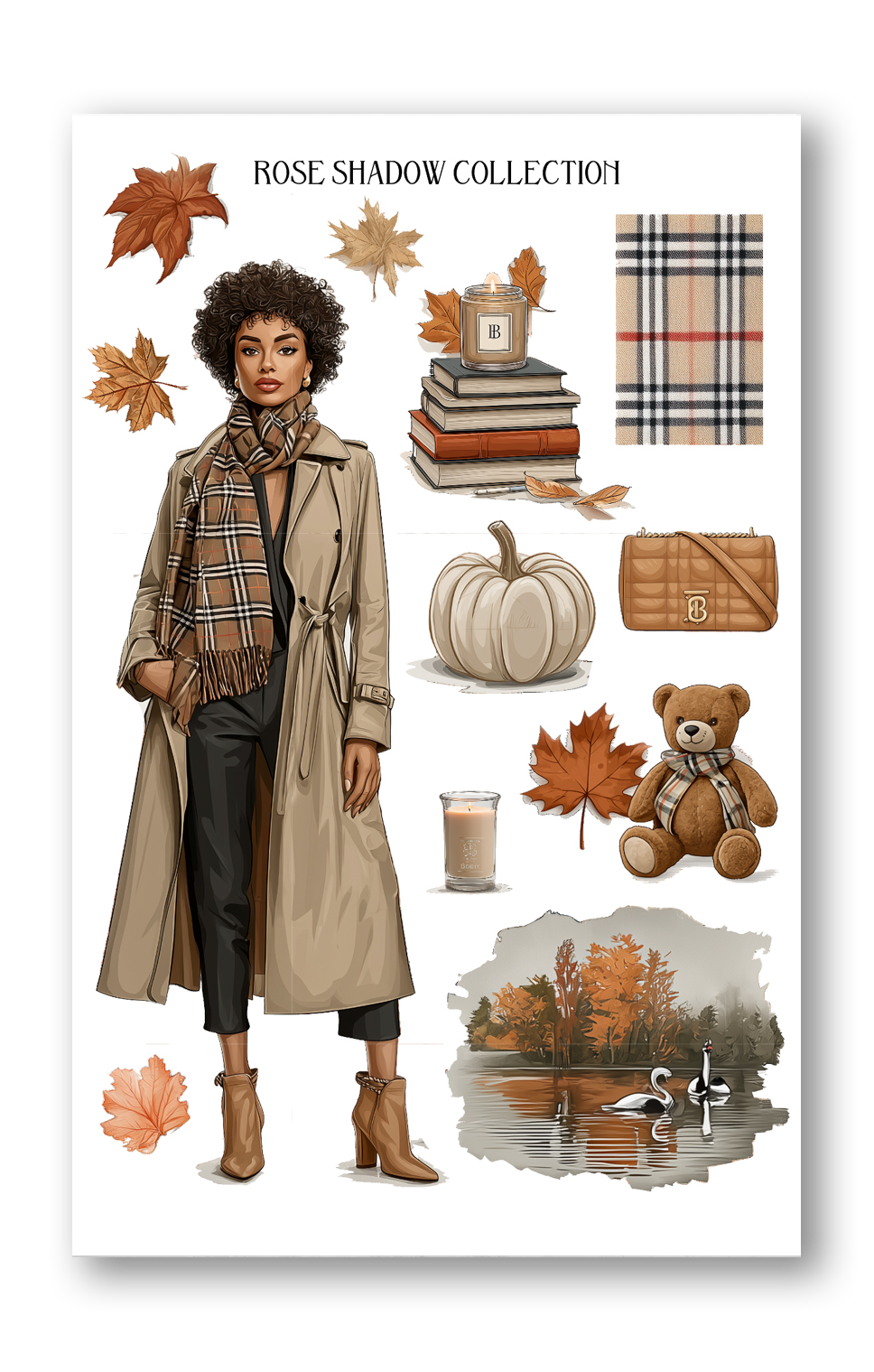 Black Fashion Girl Trouser Outfit BearBurry Collection Journaling sheet