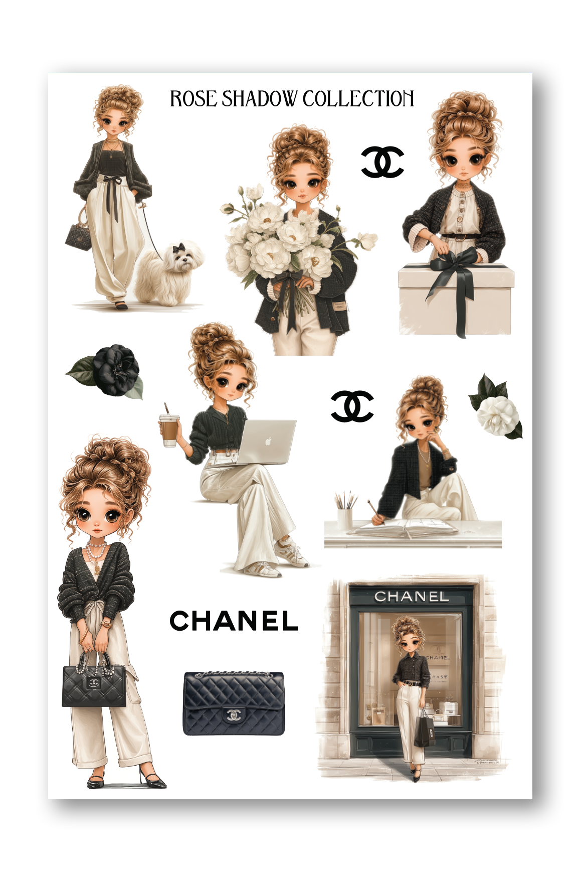 White Chibi Camelia Boulevard Journaling sheet