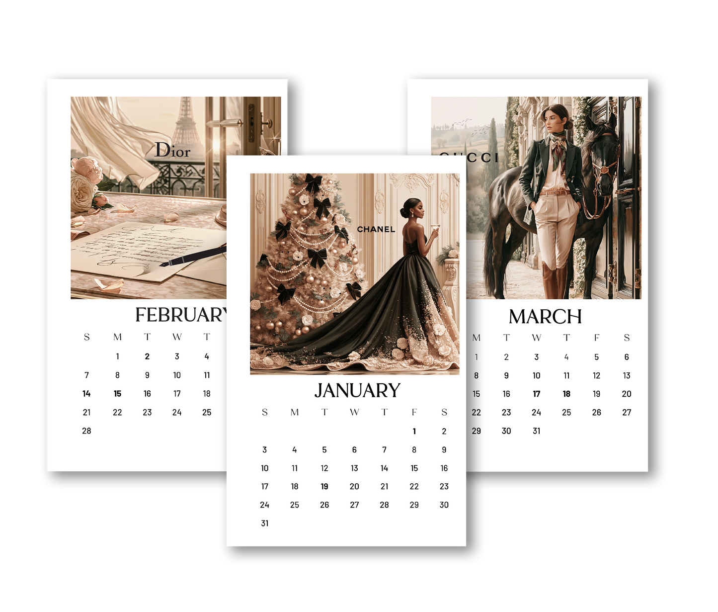 2027 Calendar Dashboards (Gold Foil Only) choose your size 12 MONTH BUNDLE