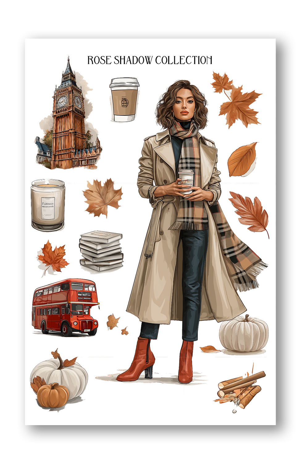 White Fashion Girl Trouser Outfit BearBurry Collection Journaling sheet