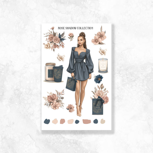 Black Fashion Girl short dress Journaling Sheets VOL 51