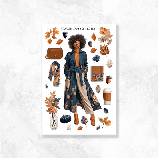 Black Girl Standing Autumn In Vague Journaling Sheets VOL 50