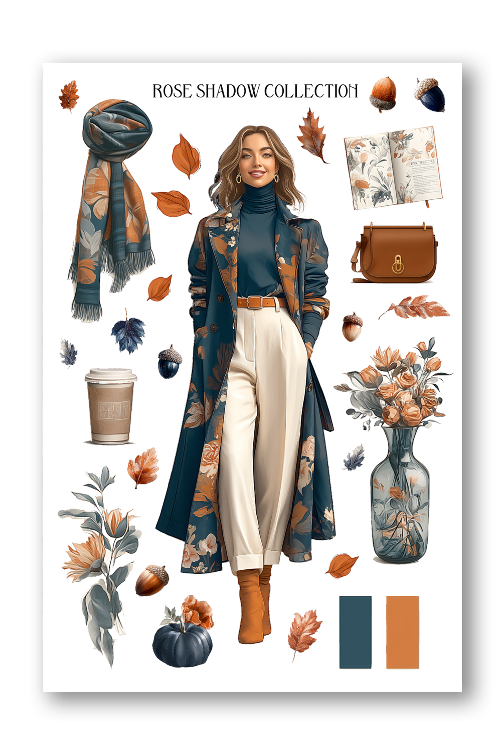 White Girl Standing Autumn In Vague Journaling Sheets VOL 50