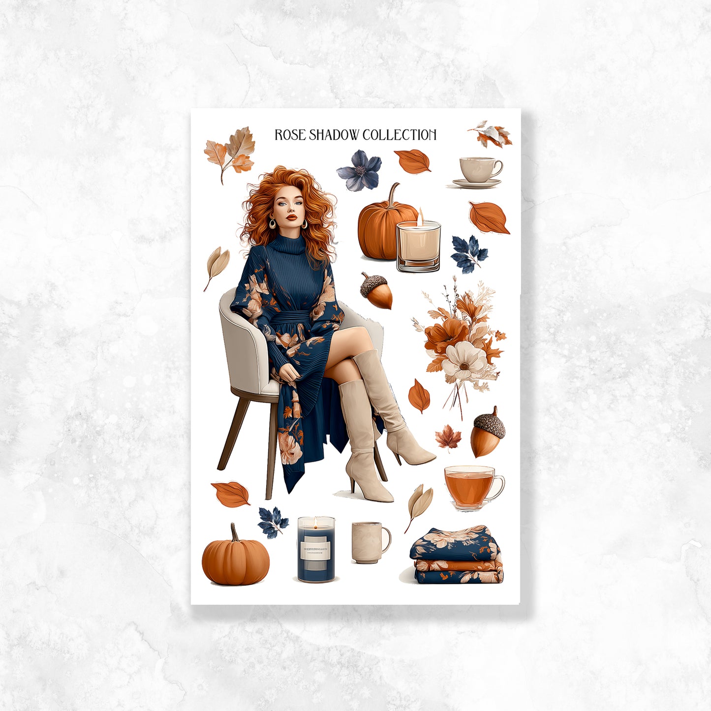 White Girl Sitting Autumn In Vague Journaling Sheets VOL 50