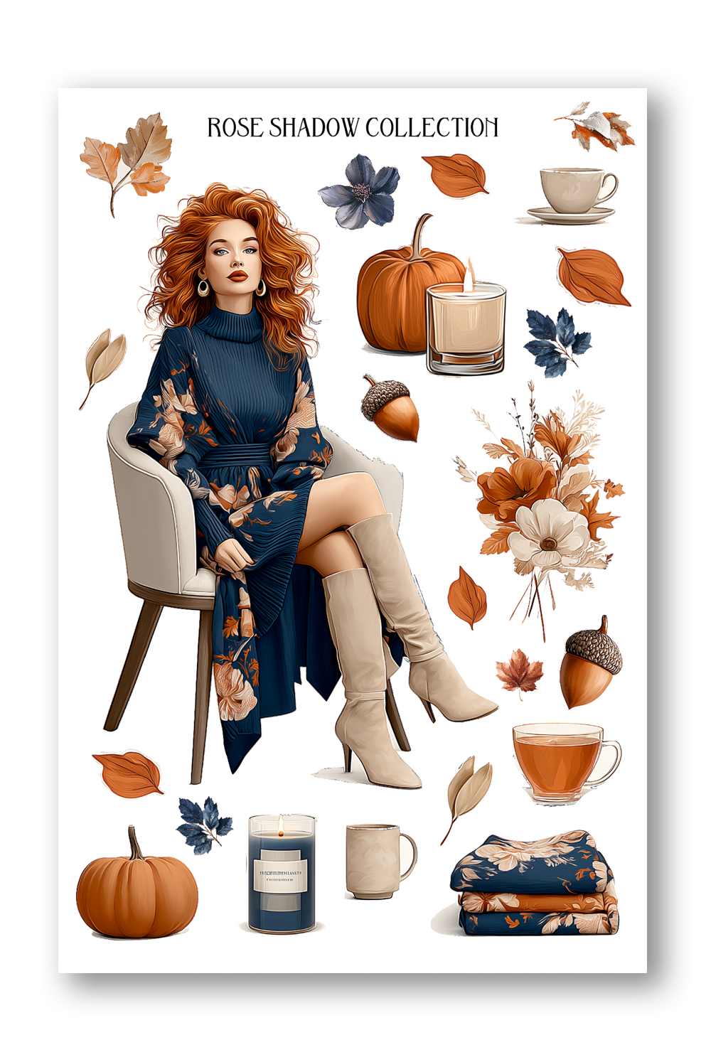 White Girl Sitting Autumn In Vague Journaling Sheets VOL 50