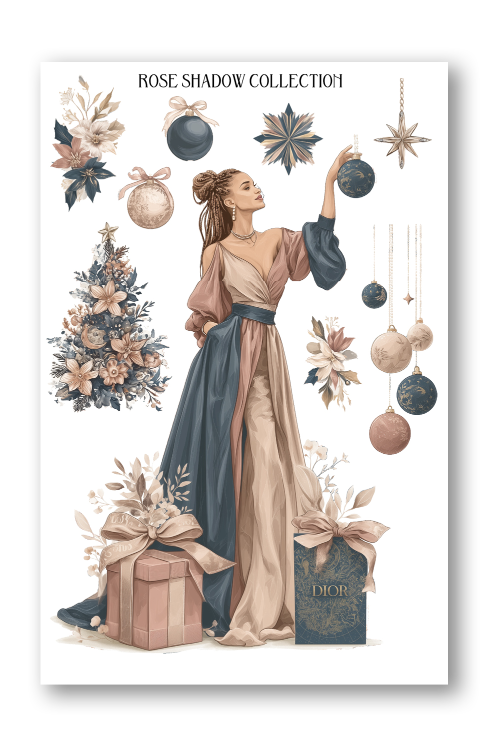 Black Fashion Girl Ornaments Journaling Sheets VOL 51