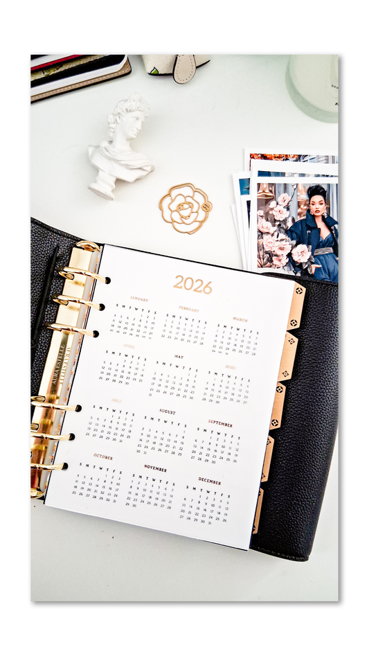 Yearly Overview Calendar Vellum (Gold Foil Only) 2026