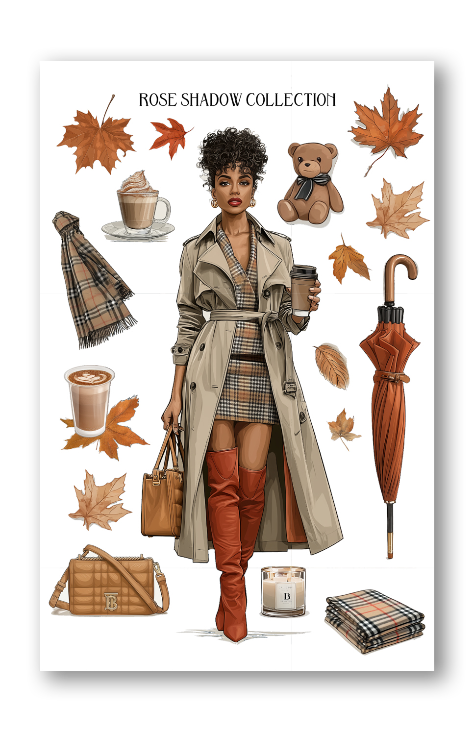 Black Fashion Girl Short Dress BearBurry Collection Journaling sheet