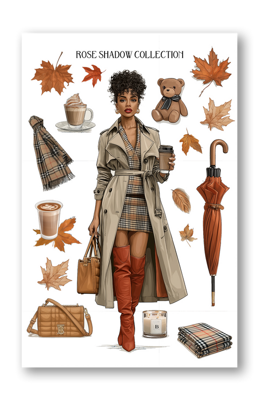 Black Fashion Girl Short Dress BearBurry Collection Journaling sheet