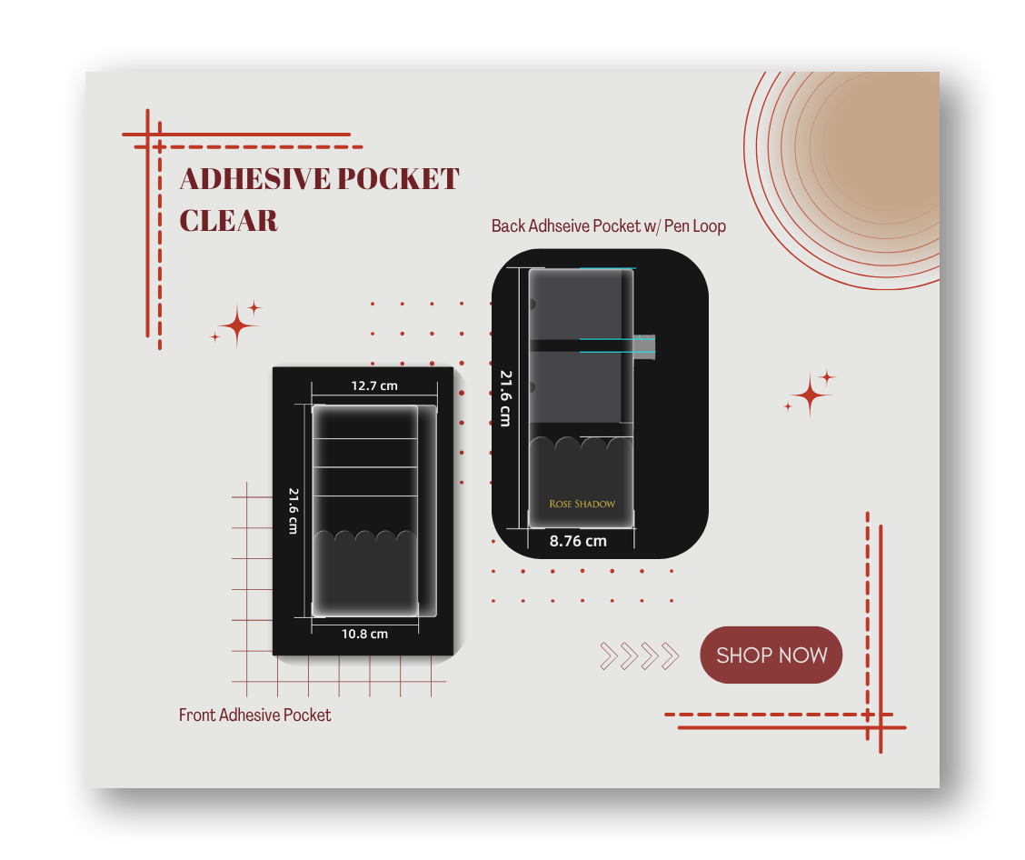 Notebook Clear Adhesive Pocket (options available)