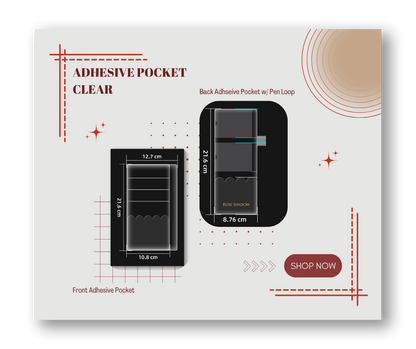 Notebook Clear Adhesive Pocket (options available)