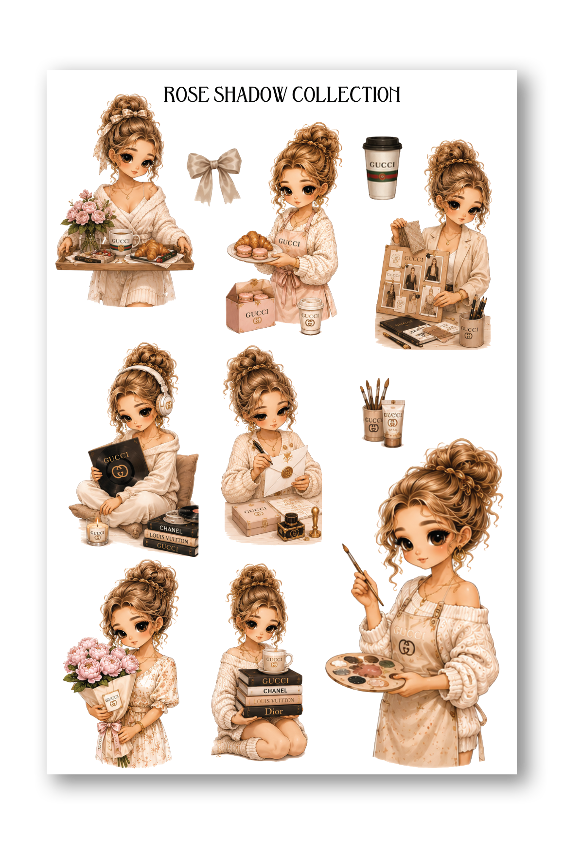 White Chibi Girl Sheet Quiet Luxury Journaling sheet