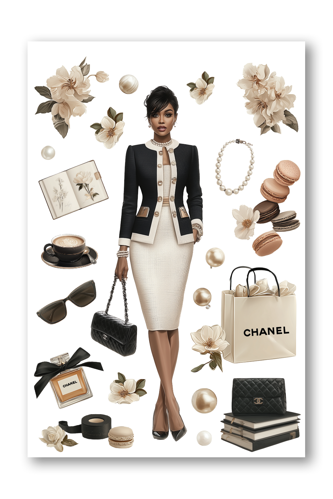 Black Fashion Girl Camelia Boulevard Journaling sheet