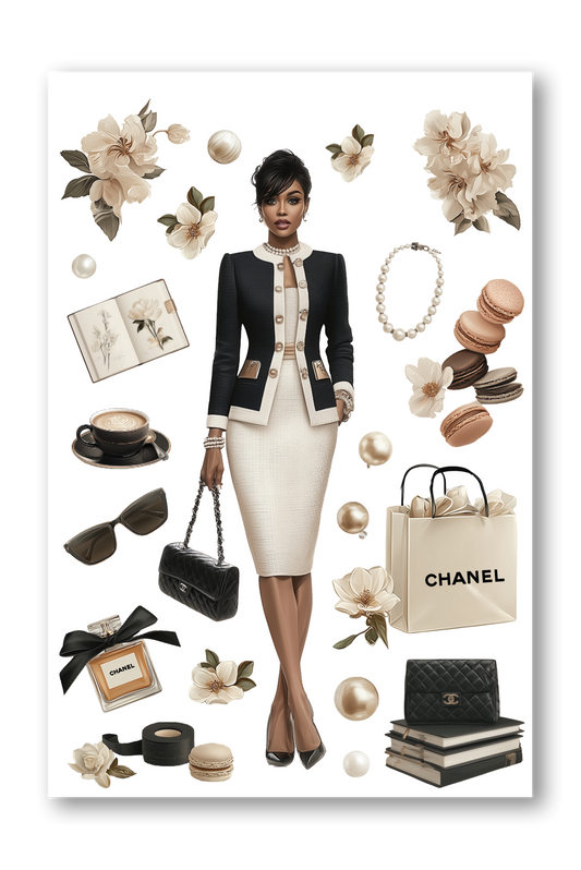 Black Fashion Girl Camelia Boulevard Journaling sheet