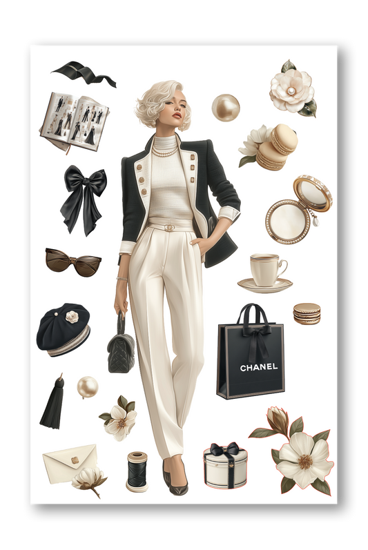 White Fashion Girl Camelia Boulevard Journaling sheet