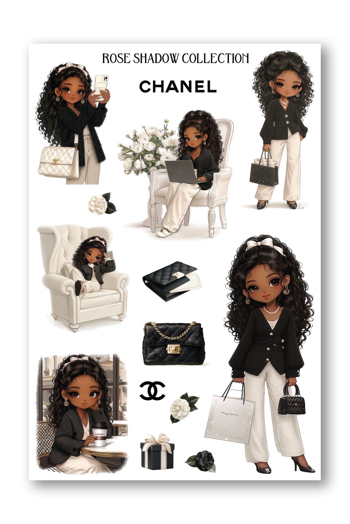 Black Chibi Camelia Boulevard Journaling sheet