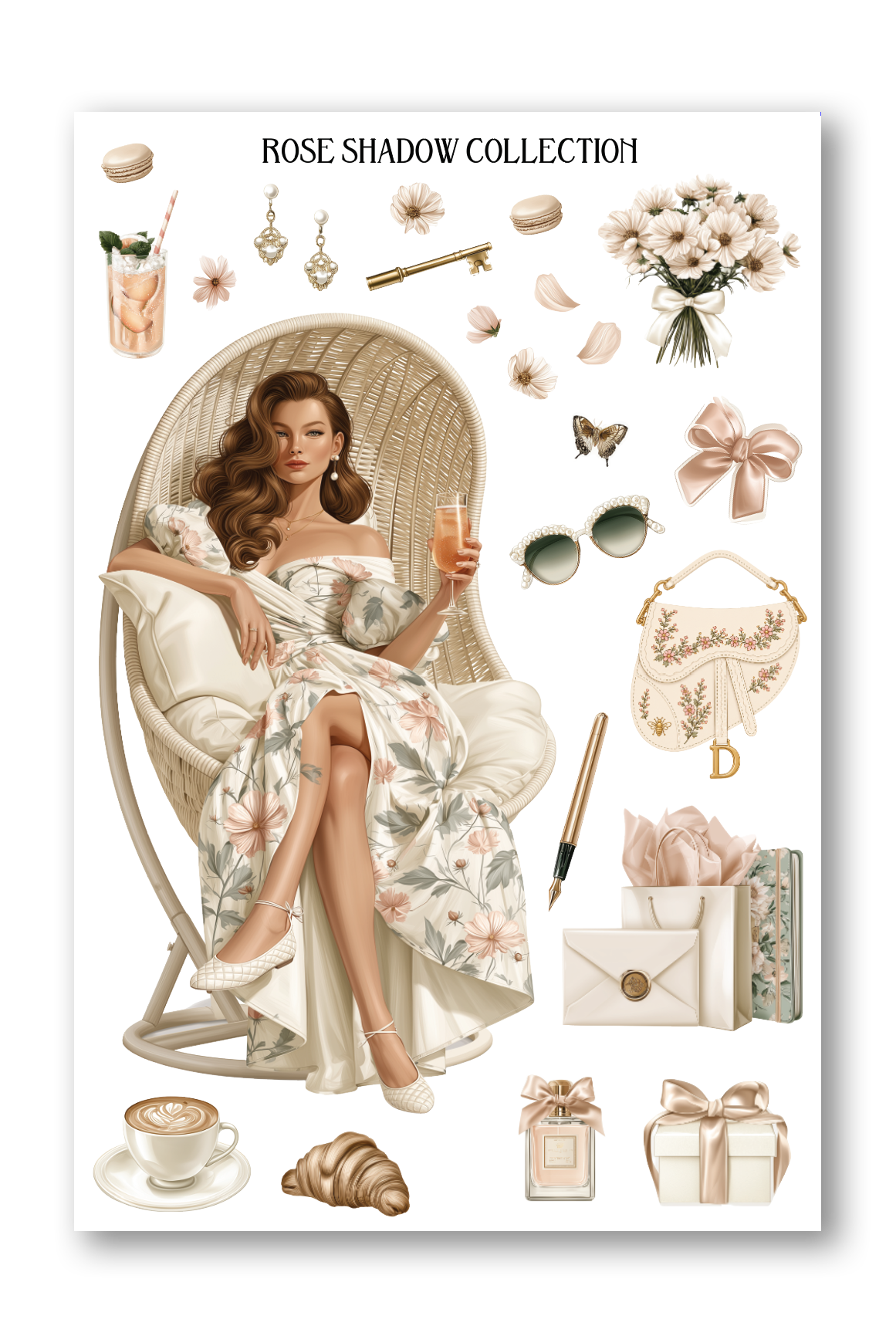 White Fashion Girl Sheet Golden Era Journaling sheet