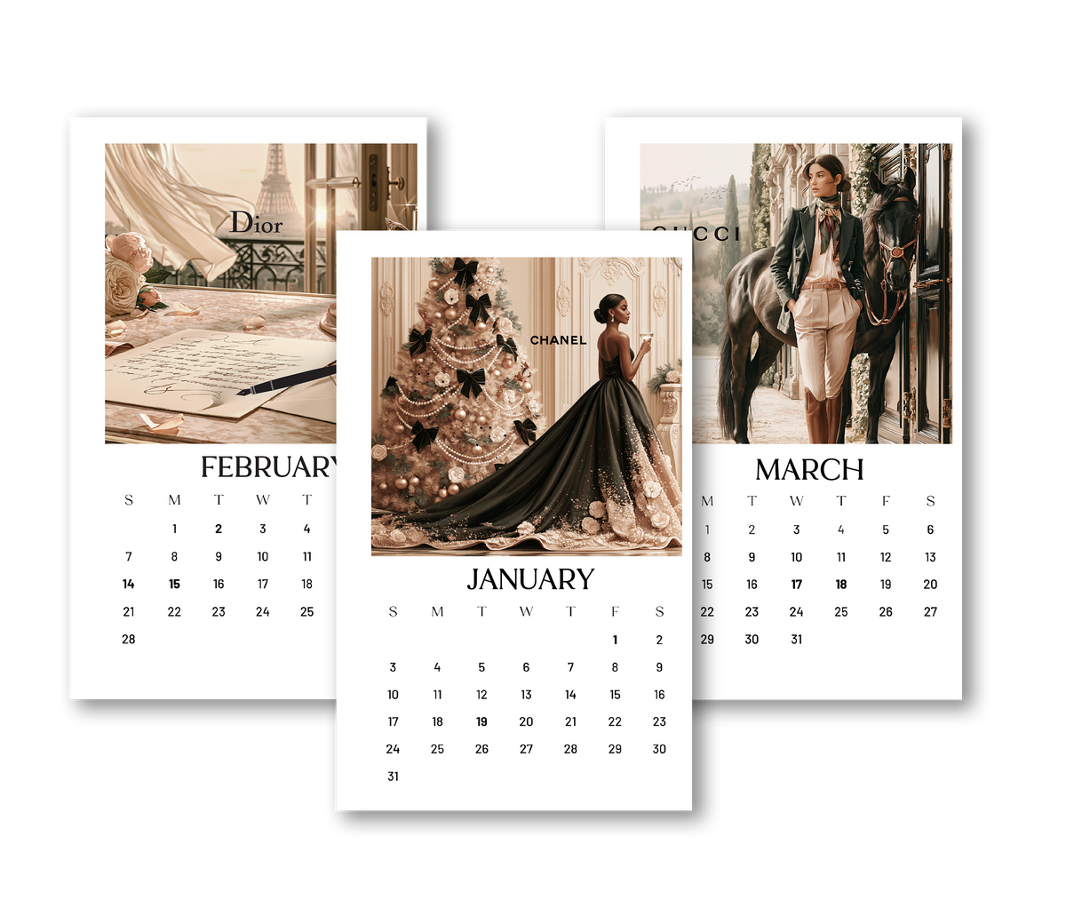 2027 Calendar Dashboards (Gold Foil Only) choose your size 12 MONTH BUNDLE