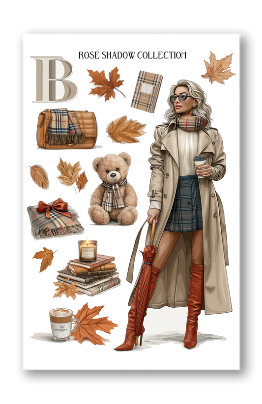 White Fashion Girl Short skirt BearBurry Collection Journaling sheet