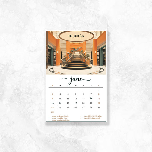 June Calendar Dashboard (Gold Foil