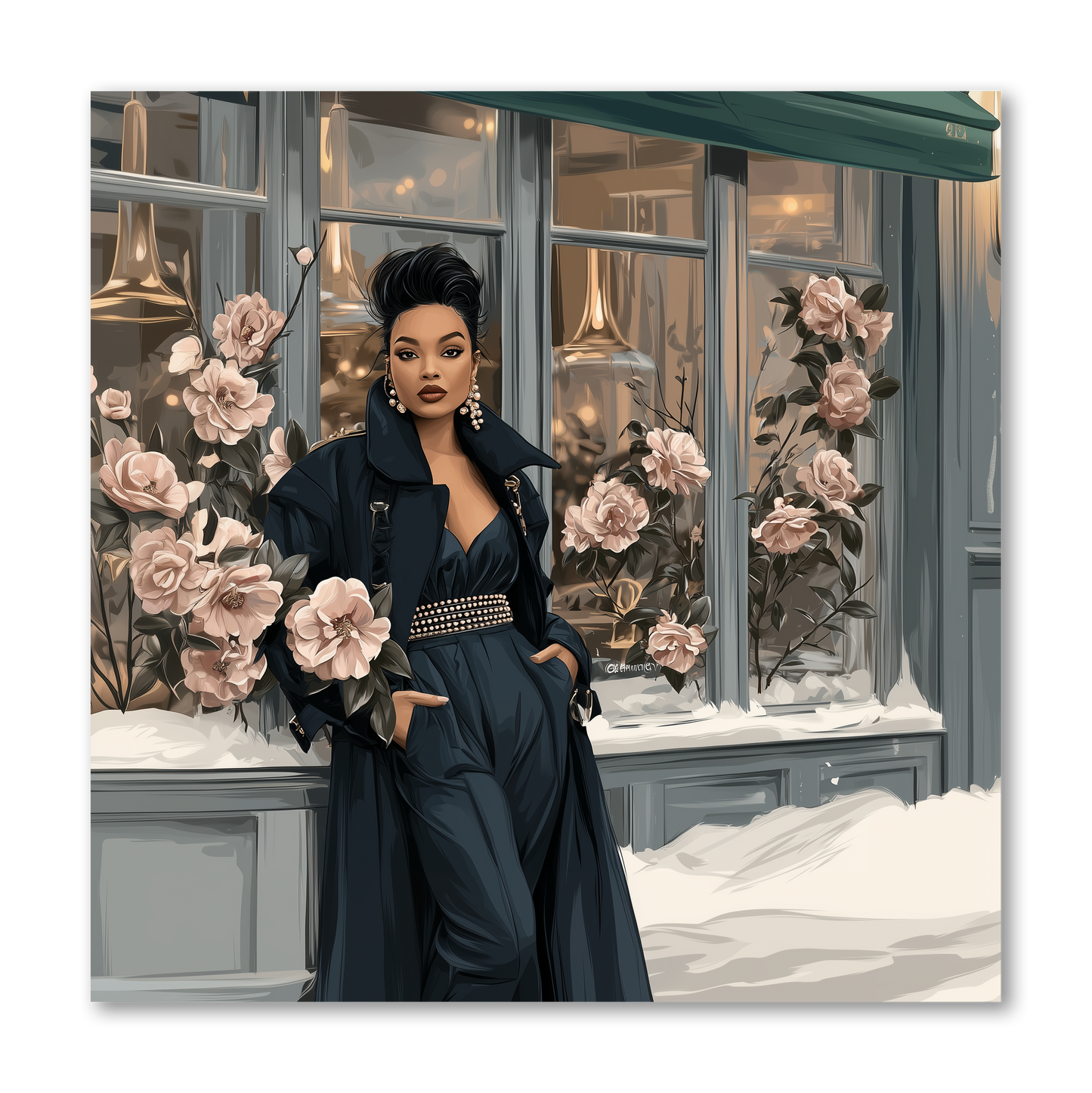 Black Fashion Girl Camellia Frost Dashboard Stickerbook VOL 56