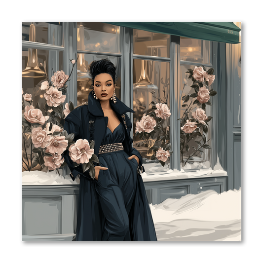 Black Fashion Girl Camellia Frost Dashboard Stickerbook VOL 56