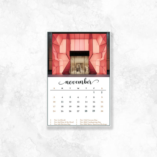 November Calendar Dashboard (Gold Foil