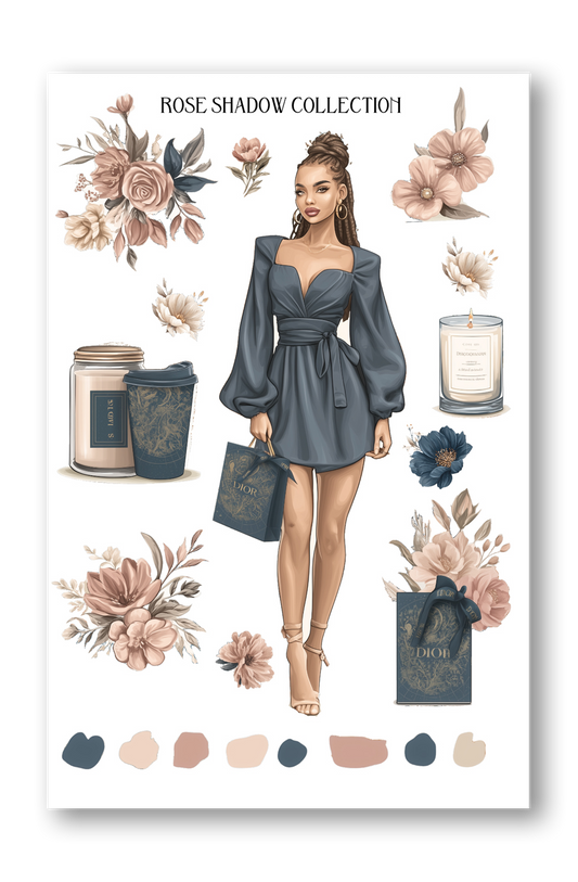 Black Fashion Girl short dress Journaling Sheets VOL 51