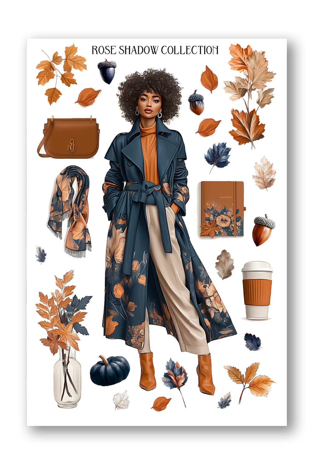 Black Girl Standing Autumn In Vague Journaling Sheets VOL 50