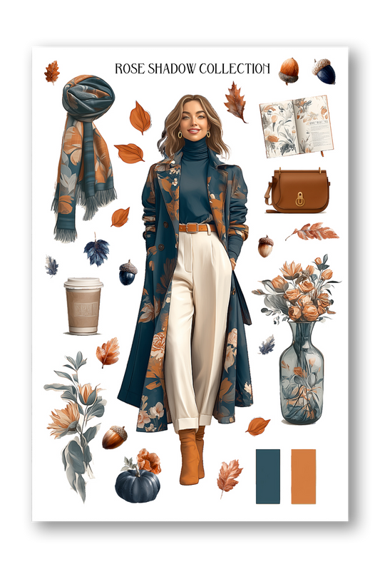 White Girl Standing Autumn In Vague Journaling Sheets VOL 50