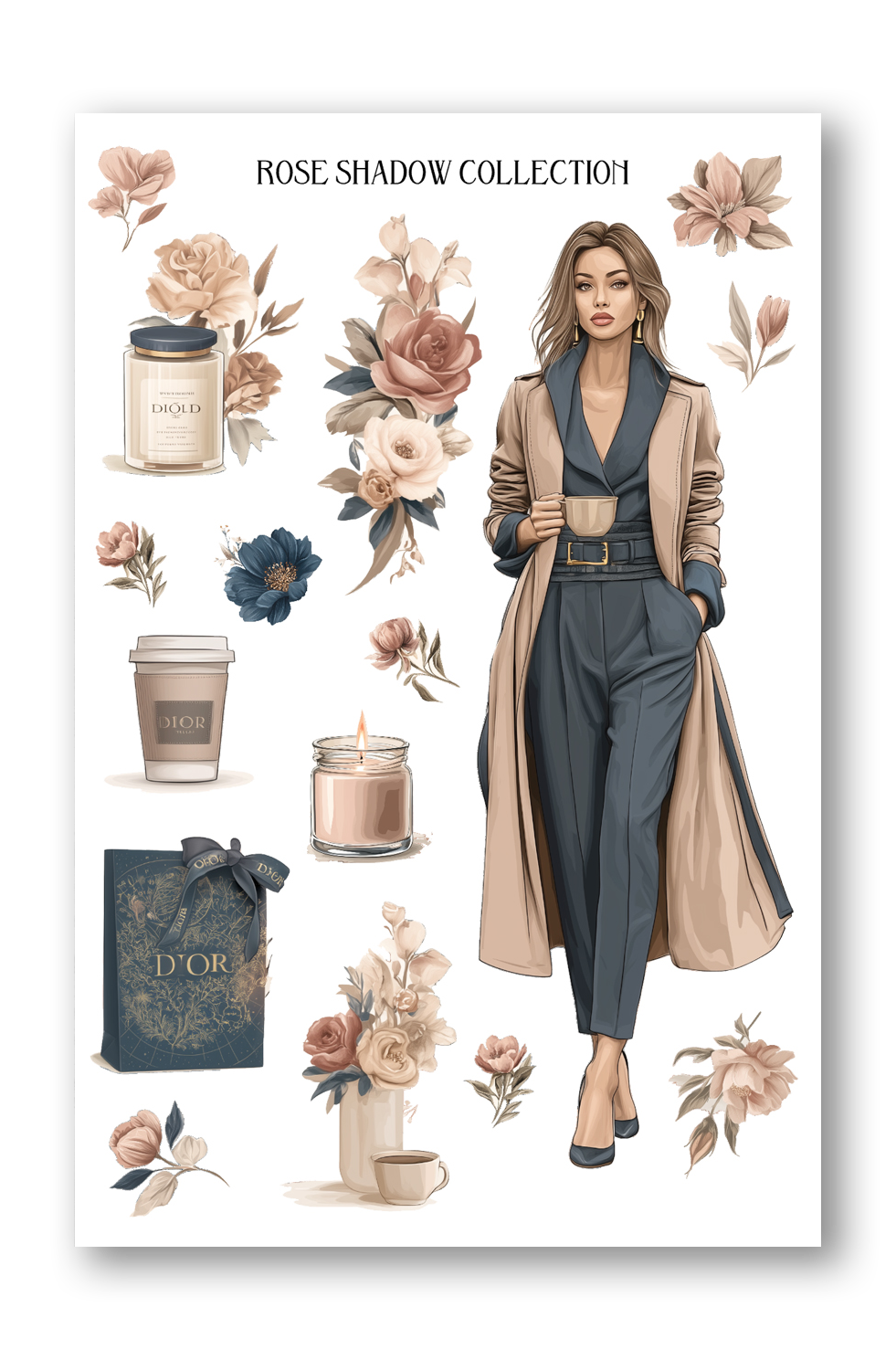 White Fashion Girl suite Journaling Sheets VOL 51