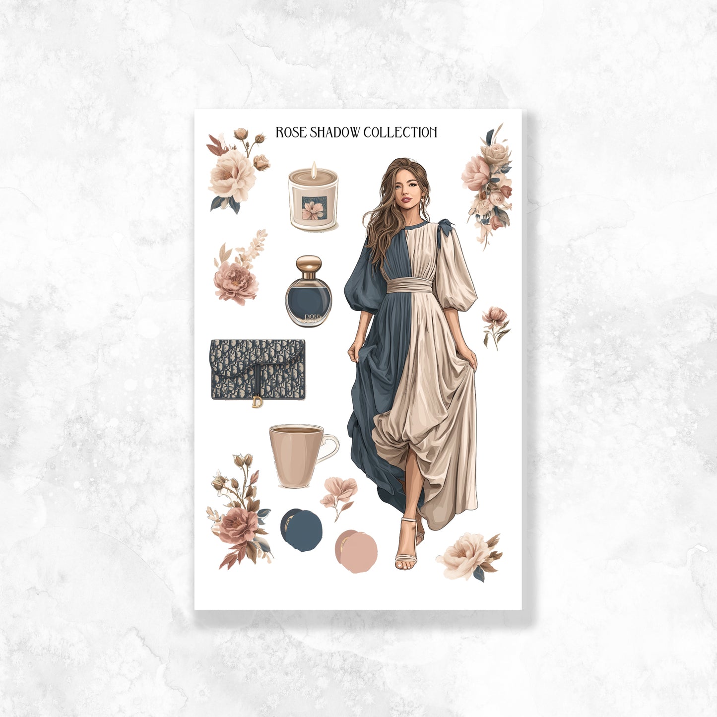 White Fashion Girl dress Journaling Sheets VOL 51