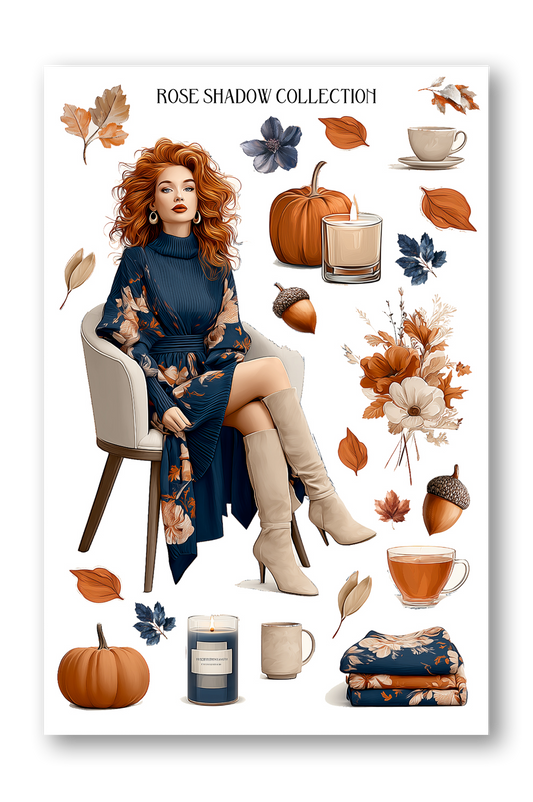 White Girl Sitting Autumn In Vague Journaling Sheets VOL 50