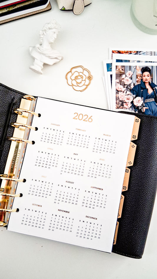 Yearly Overview Calendar Vellum (Gold Foil Only) 2026