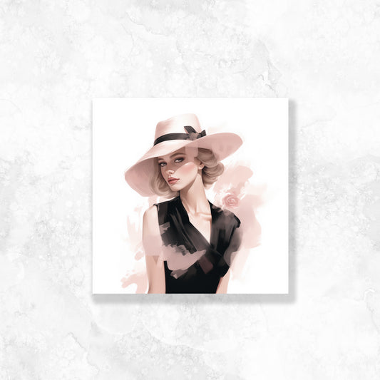 White Fashion girl with hat Dashboard Stickerbook VOL 24